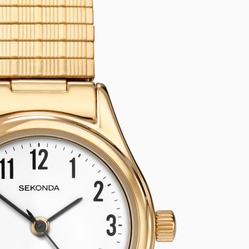 Sekonda Easy Reader Ladies Watch | Gold Case & Stainless Steel Expander with White Dial | 4602